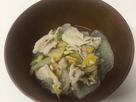 鶏むね肉と舞茸の白菜漬物煮